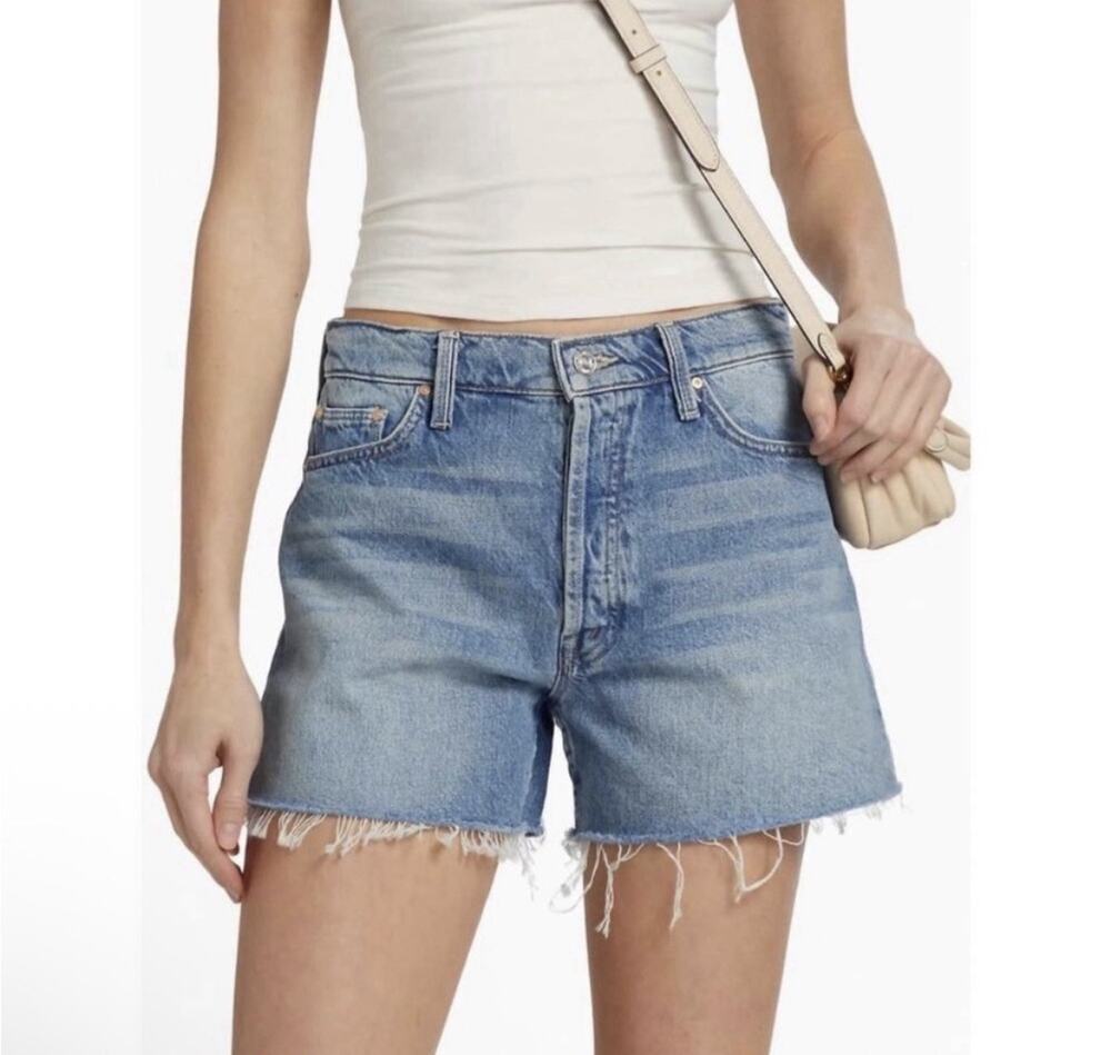 Mother The Skipper Short N' Long Fray Denim Shorts Women's Leap At The Chance 31